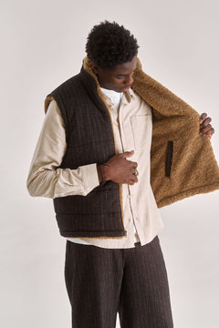 CHRIS Reversable Fleece Gillet - Mink