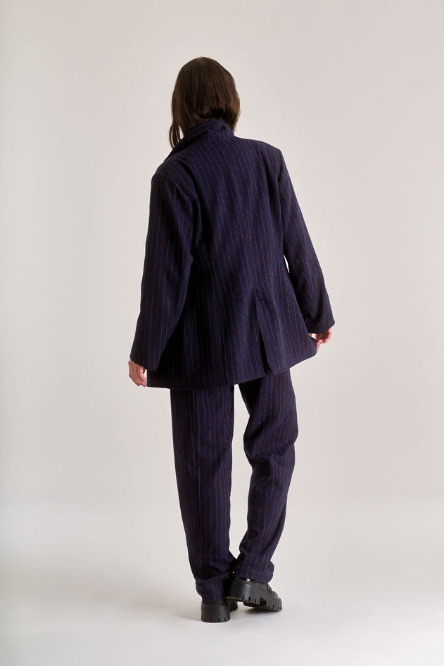 MADDIE Recycled Poly Wool Trouser - Navy