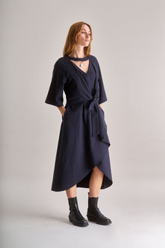 VIVIENNE Cotton Tencel Dress - Navy
