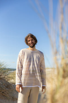 Tanto Unisex Linen Long-Sleeve Top Sand Striped