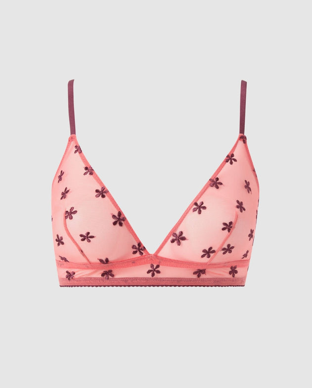 Mesh Triangle Bralette Coral/Cherry