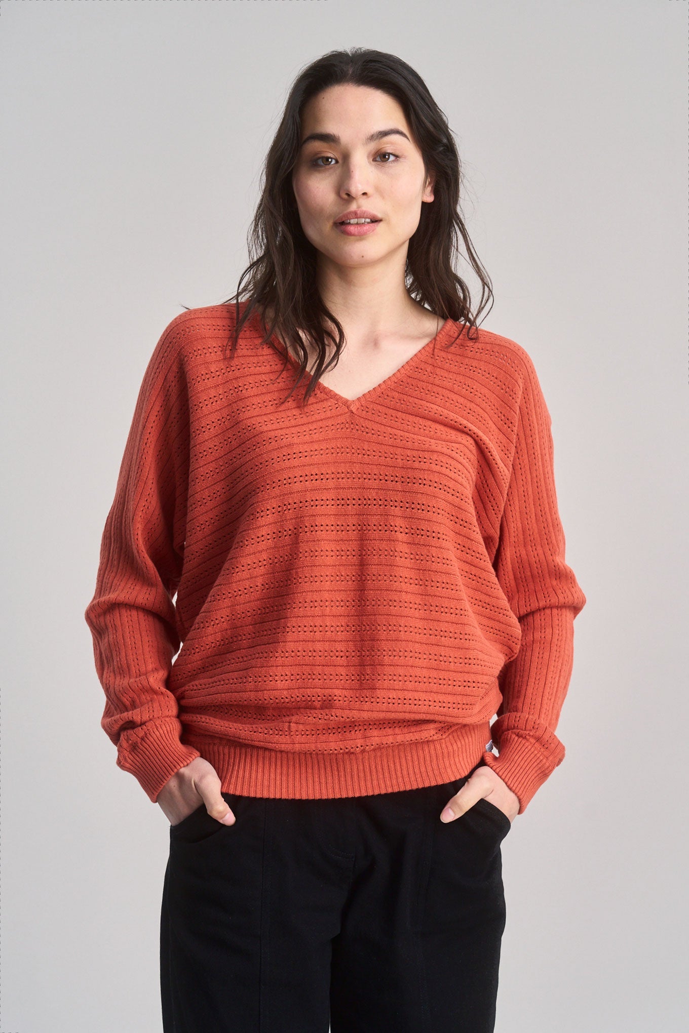 Clover Pointelle Knit Organic Cotton Jumper Clay