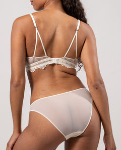 Lace Mesh Bikini Briefs Cream