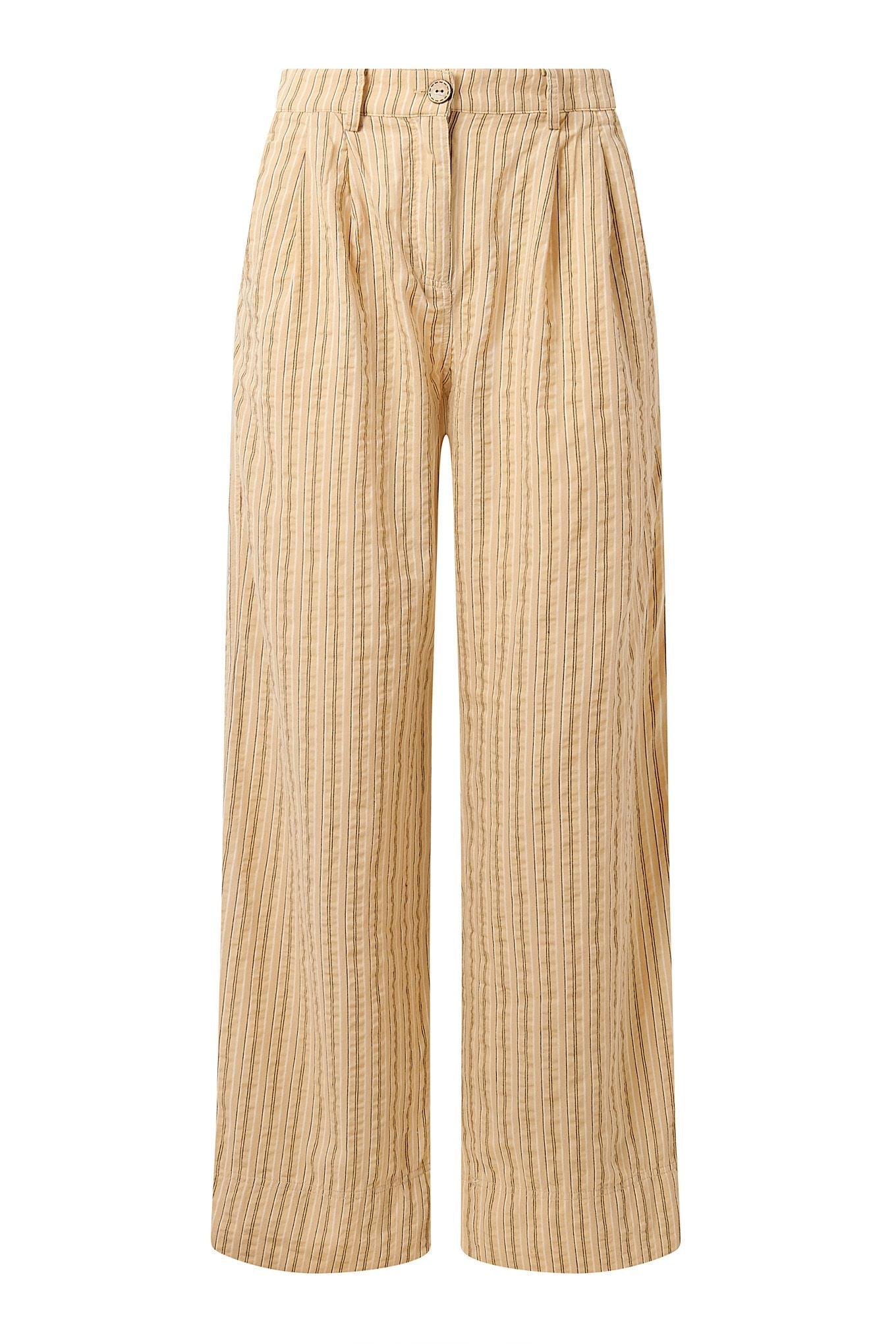 Lion Organic Cotton Trousers Oat Stripe