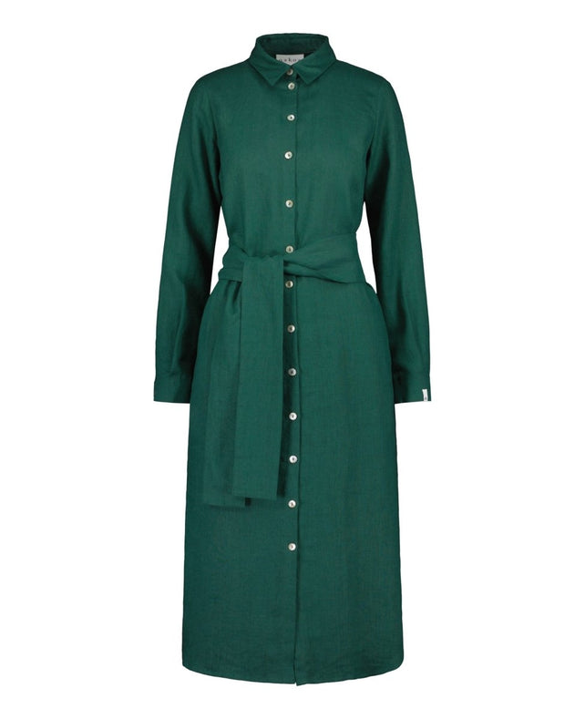 Chloe Linen Dress Evergreen - IVALO.COM