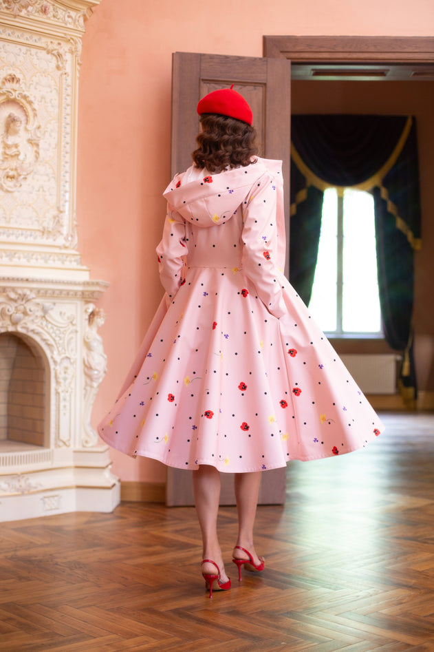 Fit and Flare Raincoat with A-Line Hem Cotton Candy Pink