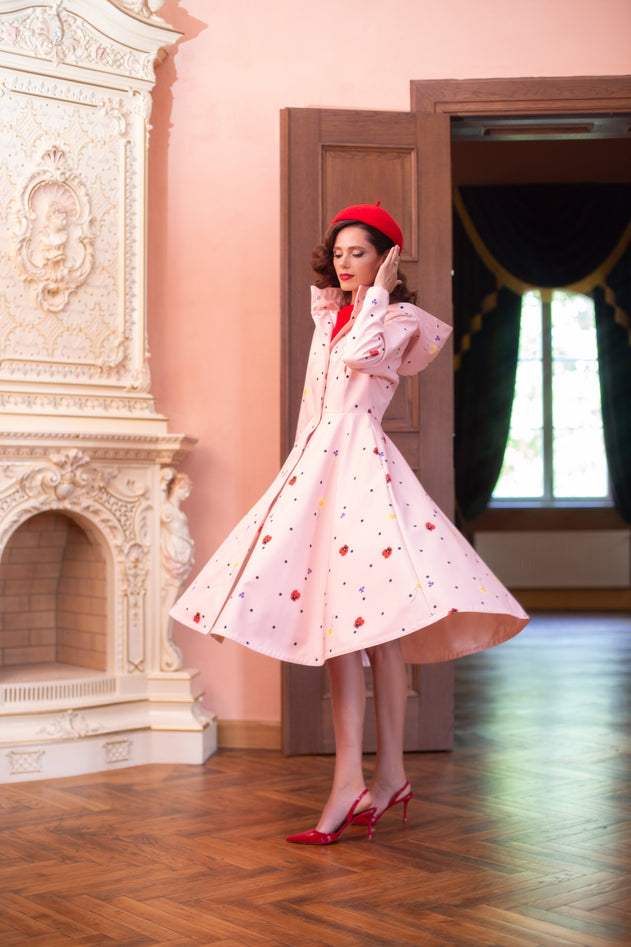 Fit and Flare Raincoat with A-Line Hem Cotton Candy Pink