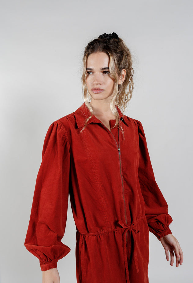 Amrita Organic Cotton Corduroy Jumpsuit Terracotta