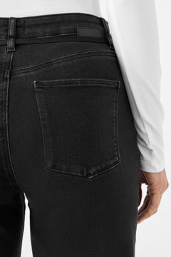 Dew Flared Soft Denim Jeans French Pocket Black