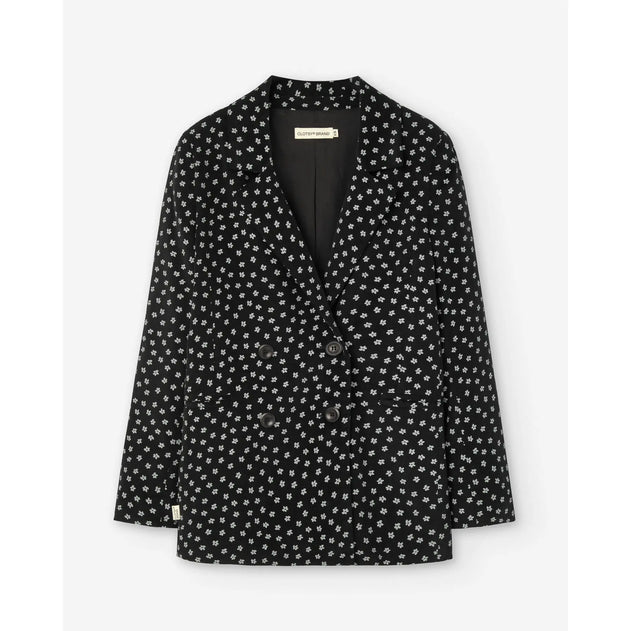 Floral Corduroy Blazer Black