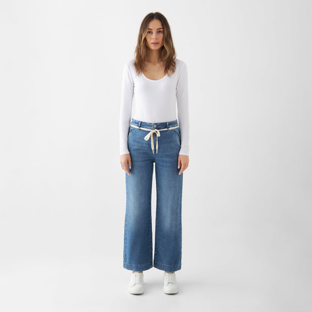 Dew Cropped Jeans Medium Denim