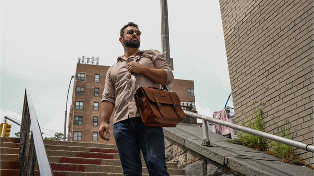 Leather Briefcase Cuoio Dark Brown