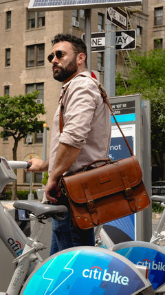 Leather Briefcase Cuoio Dark Brown