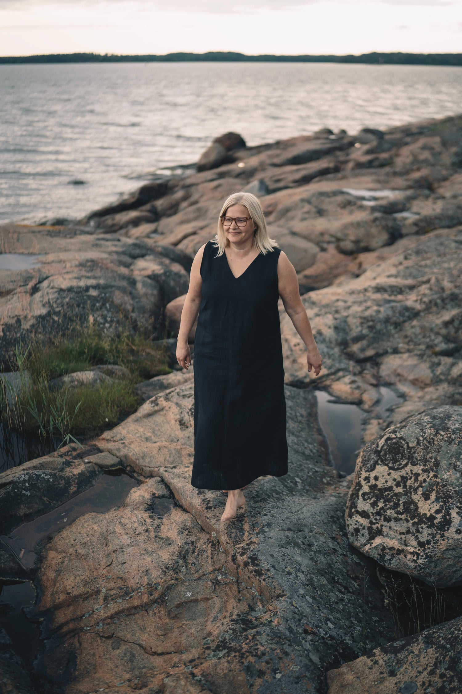 Sandholm Linen Midi Dress Raven Black