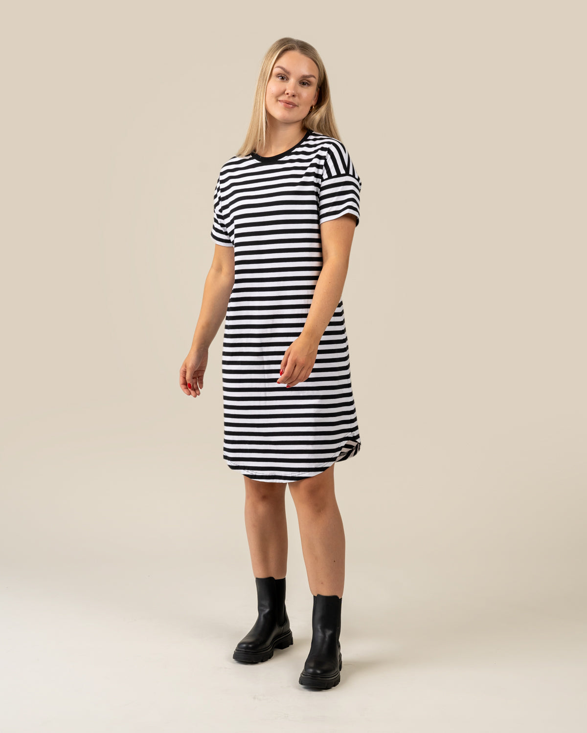 Muisto T-Shirt Dress Black/White Stripe