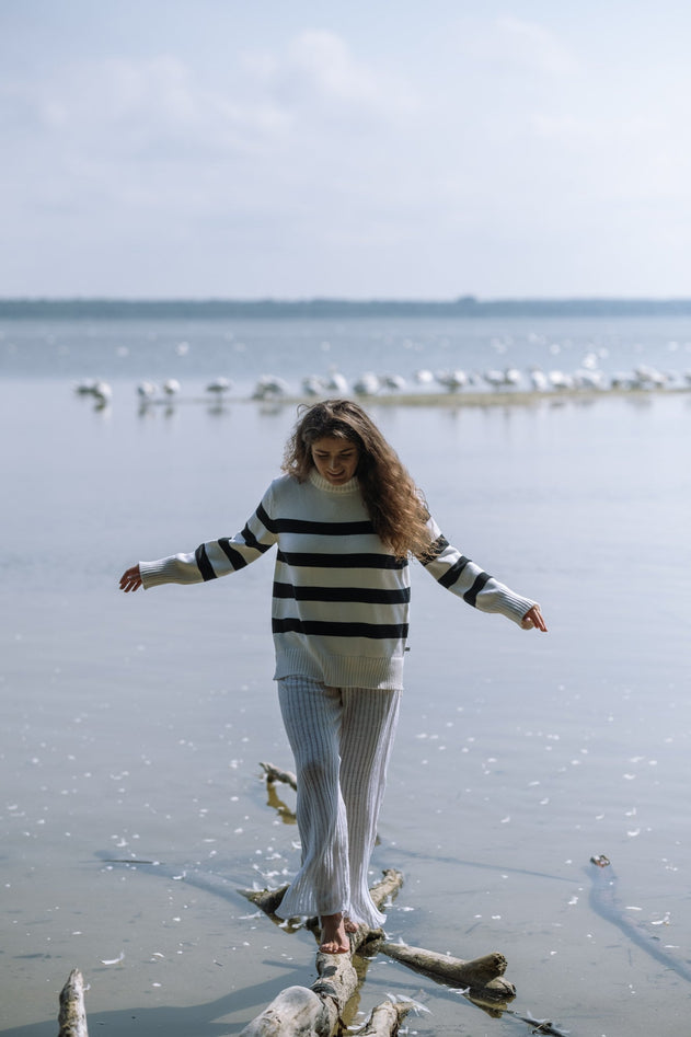 Marina Merino Jumper White Striped