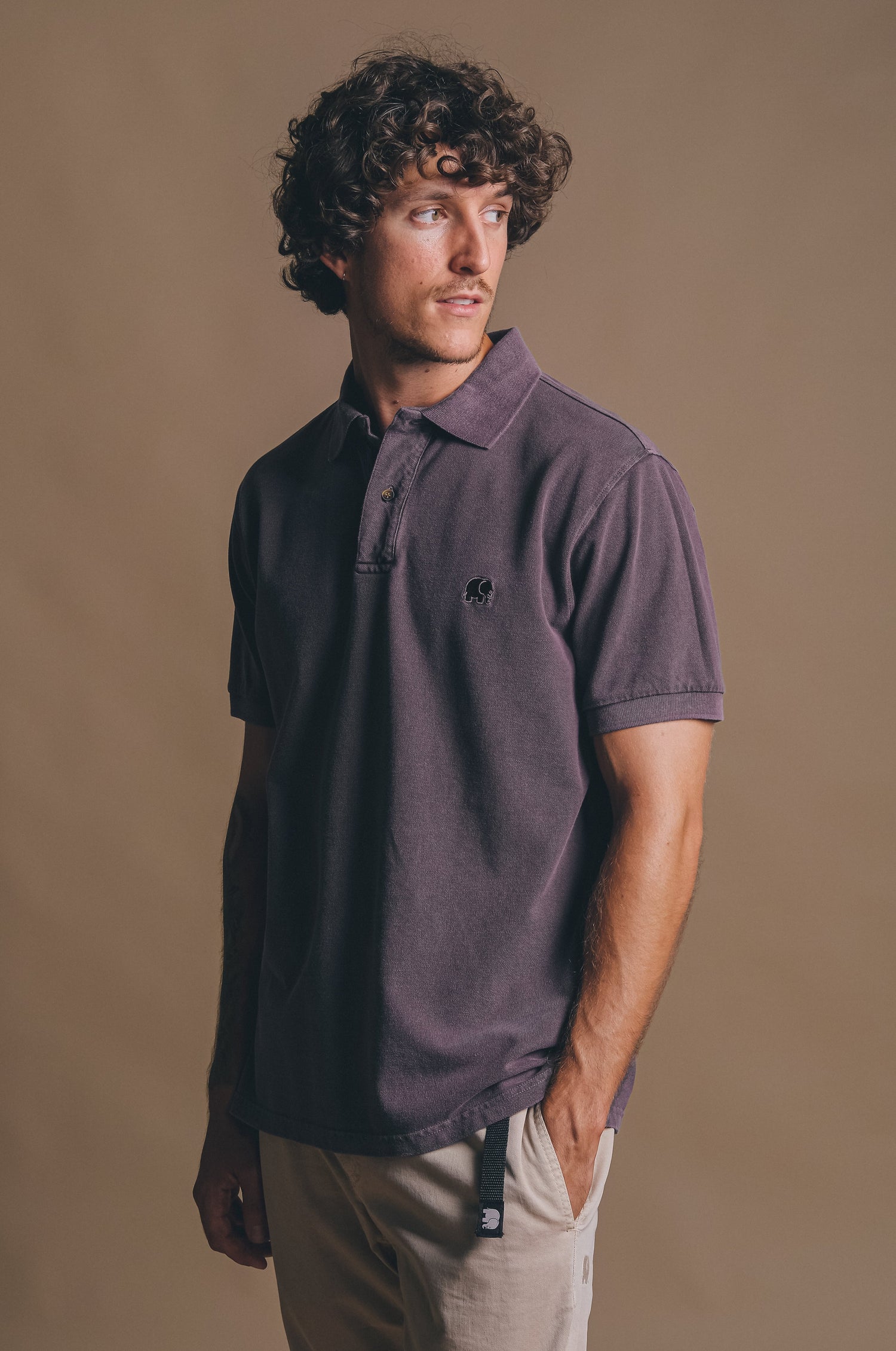 Alcalali Pigment Dyed Polo Shirt Sunset Purple