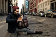 Leather Backpack Mod 136 Cuoio Dark Brown