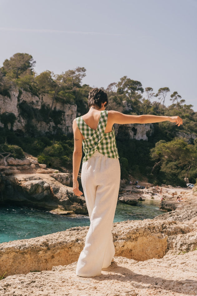 Leah Wide Linen Pants With Slits