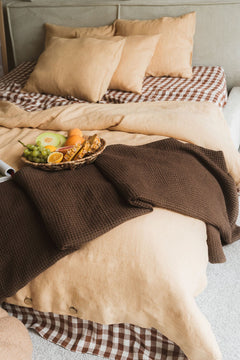 Linen Waffle Blanket Mocha Brown