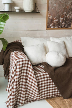 Linen Waffle Blanket Mocha Brown