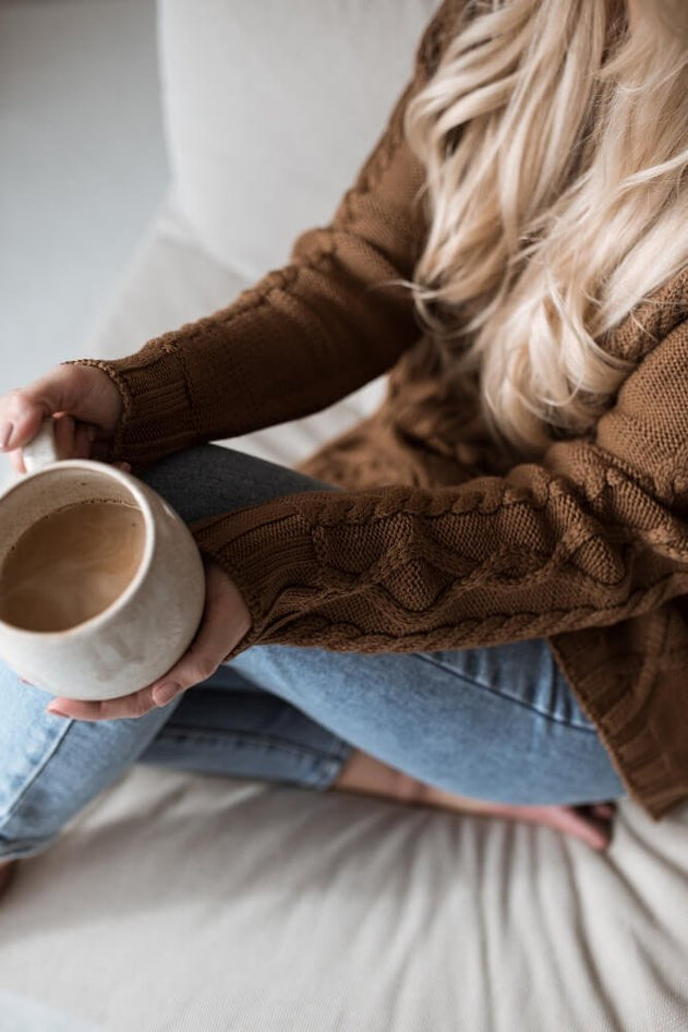 Cable-Knit Merino Wool Sweater Brown