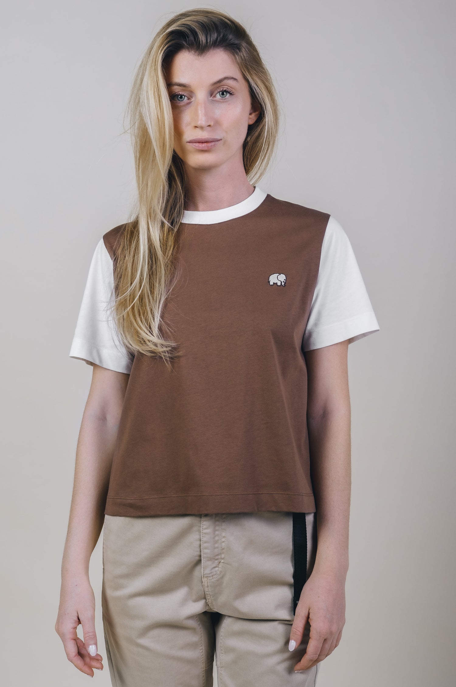 Women's Color Block T-Shirt Cocoa Brown
