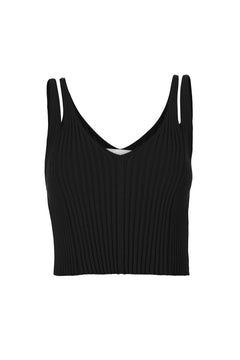 Donna Ribbed Crop Top Black