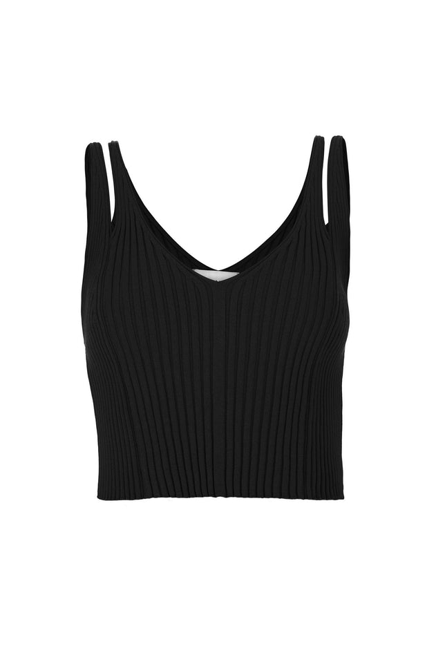 Donna Ribbed Crop Top Black