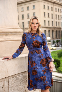 Satin Viscose Printed Midi Dress