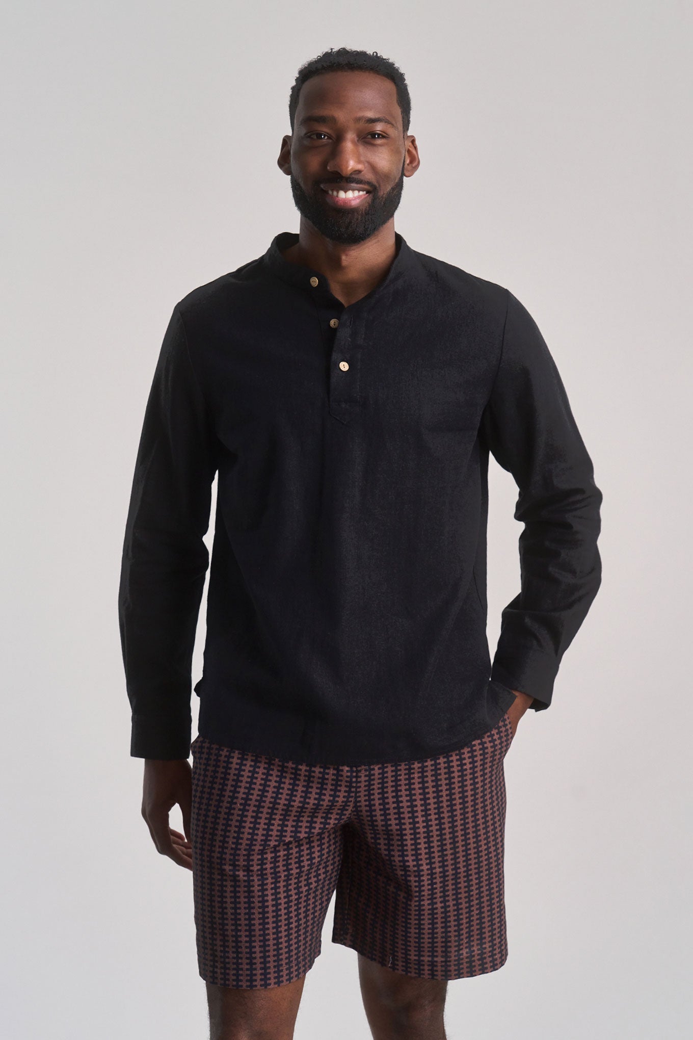 Elijah Linen/Cotton Shirt Black