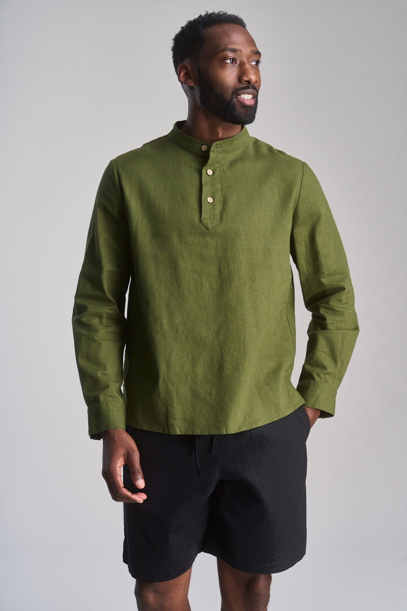 Elijah Linen/Cotton Shirt Khaki