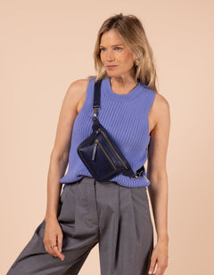 Beck's Bum Bag Classic Leather Midnight Blue