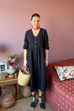 Button Dress Black