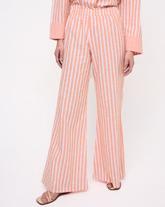 Peach Striped Flared Trousers