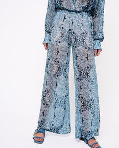 Pacifico Print Loose Cut Trousers Blue