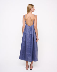 Indigo Linen Dress Blue