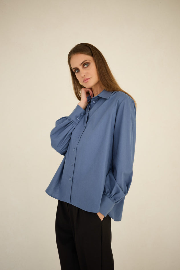 Noel Button-up Shirt Blue