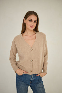 Cardigan Kashmir Neuletakki Beige