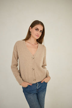 Cardigan Kashmir Neuletakki Beige