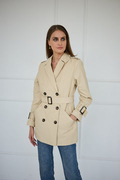 Short Trench Coat Light Beige