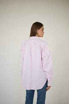 Classic Oversized Shirt Pink Wide Stripes