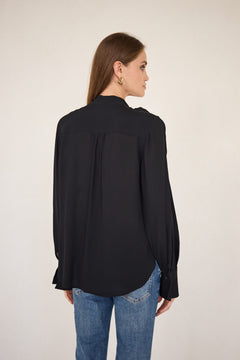 Viscose Blouse With a Sash Black