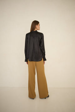 Silk Blouse With a Sash Black