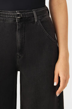Blink Wide Cropped Jeans Black Denim