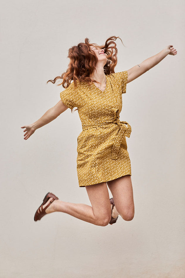 Frida Dress Ethnic Mustard