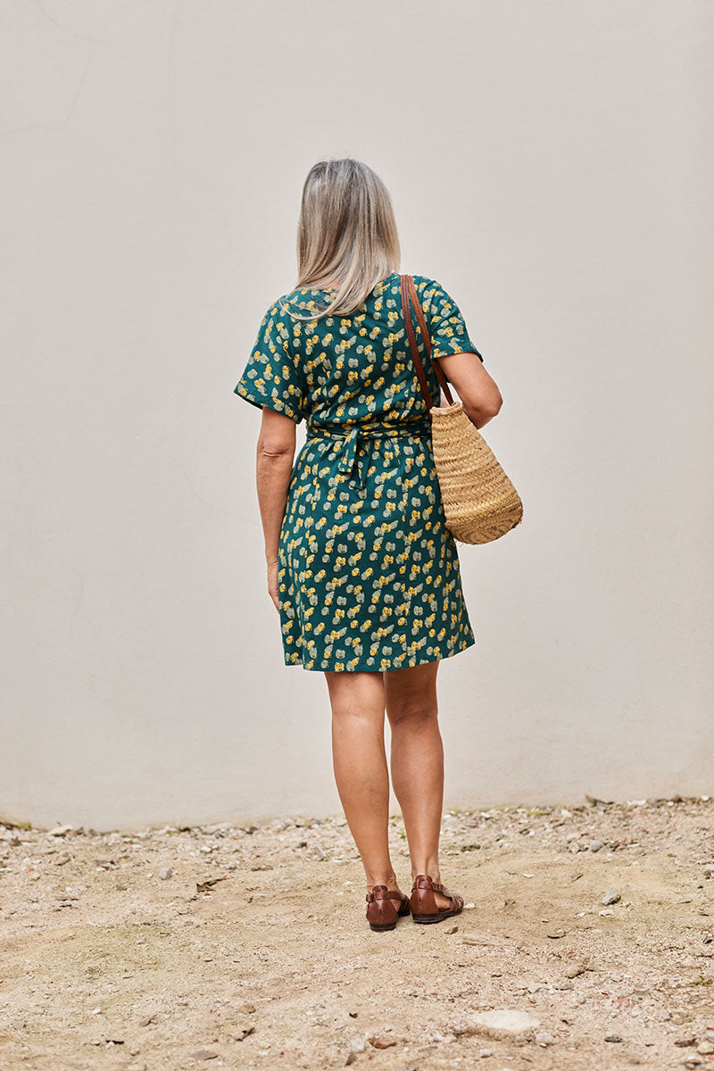 Frida Dress Green Blue Print