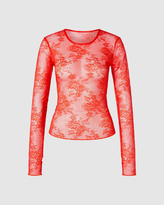 Lace Longsleeve Tee Fiery Red