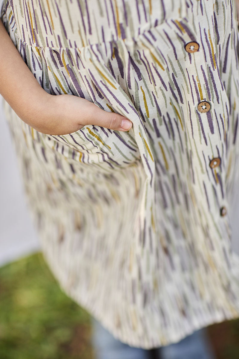 Lasten Cross Back Pellavasekoitemekko Jungle Beige