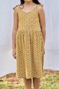 Kids' Strappy Tie Dress Ethnic Mustard